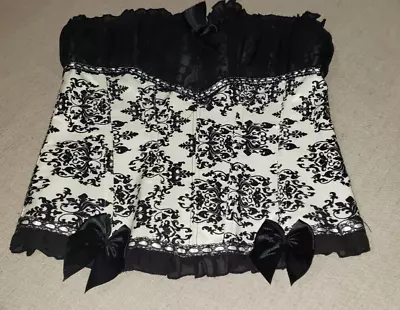 Costume Corset Bustier Lace Up & Zipper Closures Size L Black & White • $12