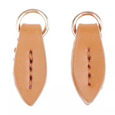 2Pcs Leaf Shape Leather Zipper Pull Tabs Puller DIY Purse Handbag Replacement • $11.72