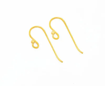 $4.35 • Buy 925 Sterling Silver 24K Gold Vermeil  2 Pairs Of Earwires 8x22mm. #21 AWG.