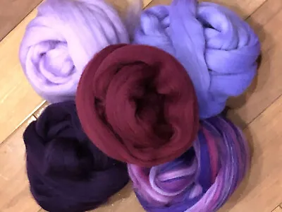 Purple MIX  Spinning Felting Wool Roving Fiber -Mixed Top Roving Bag 8 Oz  Spin  • $18.67