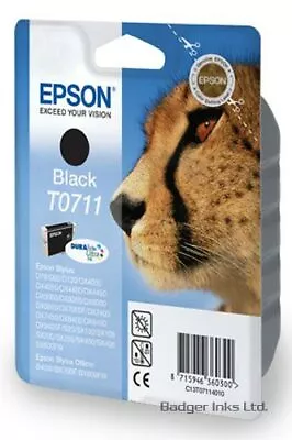 £16.98 • Buy T0711 Black Epson Original Printer Ink Cartridge Cheetah Ink C13T07114010
