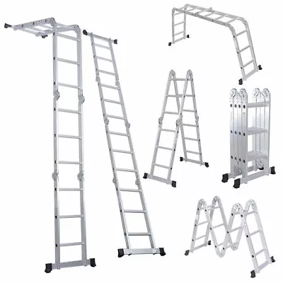 LUISLADDERS Folding Ladder Multi-Purpose Extension Ladder 7 In 1 12.5FT Ladder • $109.99