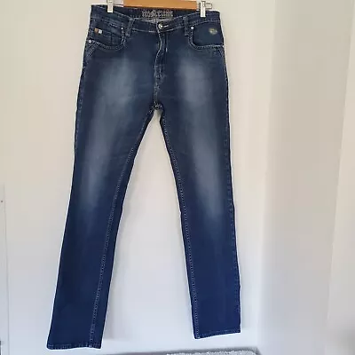 NOSTRUM Mens Sz 36-90cm Blue Jeans NUCLEAR Henlee Straight Fit Distress • $14