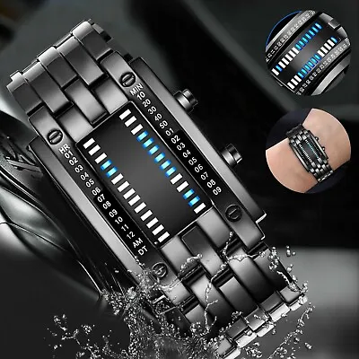 Fashion Men Digital Electronic Watch Binary Time Sports Wristwatch LED Backlight • $12.98