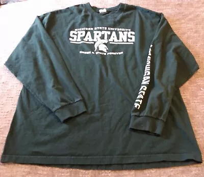 Michigan State MSU Spartan Green Long Sleeve Shirt 2XL Green White Forever  • $12