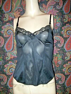 Vintage Maidenform Sweet Nothings Black Nylon Tricot  Princess Camisole 32 • $9.99