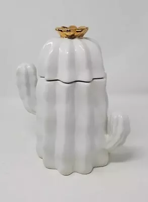 Opalhouse White Gold Ceramic Cactus Cookie Jar By Opal House Stoneware 9  Tall • $9.99