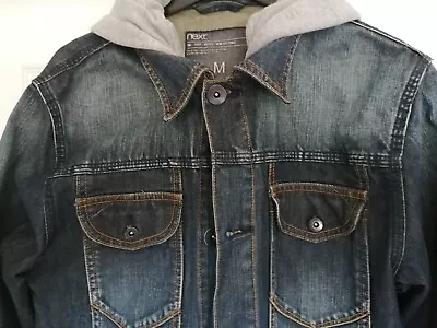 Men's Denim Jacket Next Detachable Hood Size Medium Condition Excellent  • £15