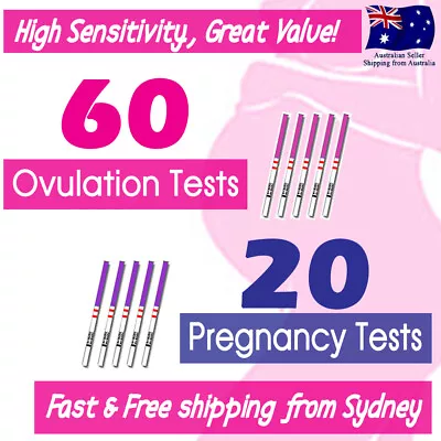 60 Ovulation Tests 20 Pregnancy Tests LH HCG Urine Strips Fertility OPK HPT Kits • $21.95