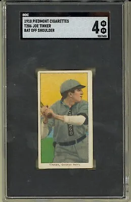 1909 T206 Joe Tinker Chicago Cubs HOF Bat Off Shoulder Piedmont SGC 4 • $750