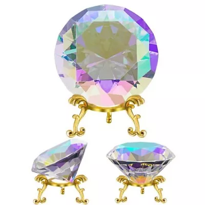 80MM AB Color Crystal Diamond Art Giant Glass Paperweight Photo Prop Free Stand • $19.18
