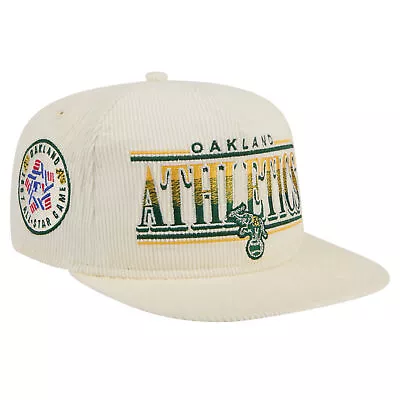 Men's New Era Cream Oakland Athletics Throwback Bar Golfer Corduroy Snapback Hat • $38.99