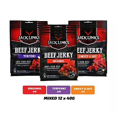 Jack Link's Beef Jerky 40g Variety Box 4 X Original 4 X Sweet & Hot 4 X Teriyaki • £30.65