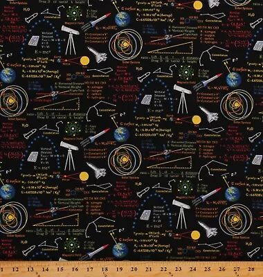 Cotton Math Science Space Equations Cotton Fabric Print By The Yard (D564.50) • $12.95