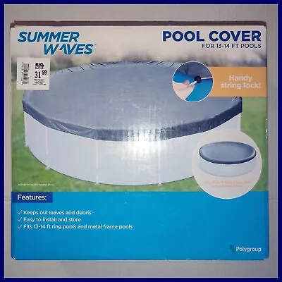 NIB Summer Waves Swimming Pool Cover Fits 13'-14' Ring Pools & Metal Frame Pools • $25.59