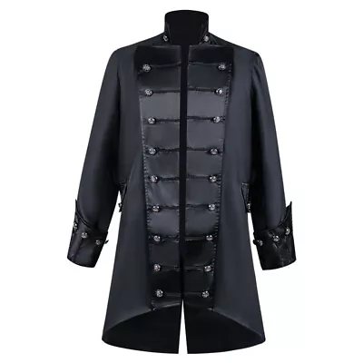 Mens Halloween Medieval Vintage Solid Color Button Punk Steampunk Diner Jackets • $42.83