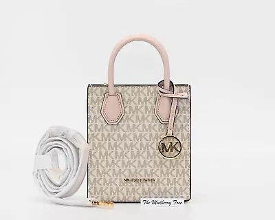 MICHAEL KORS MERCER Extra Small Shopper Logo Canvas & Leather Crossbody NWT $348 • $109