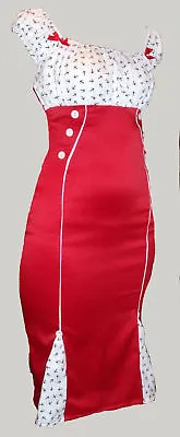 Red Anchor Nautical Sailor Dress 50s Rockabilly 8-20 • £69.99