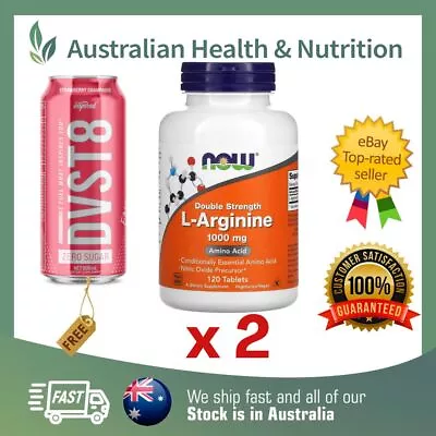 $74.95 • Buy 2 X NOW FOODS ARGININE 1000MG 120 TABLETS + FREE SHIPPING & DVST8 CAN