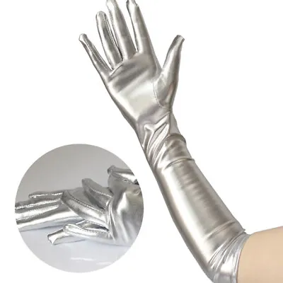 Sexy Women Shiny Long Gloves Leather Wet Look Latex Party Opera Costume  P3 ZDP • £6.80