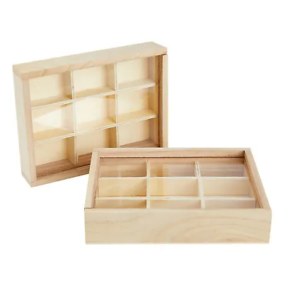 2 Pack Wooden Jewelry Box W Clear Lids Bead Storage Container Earrings Organizer • $19.99