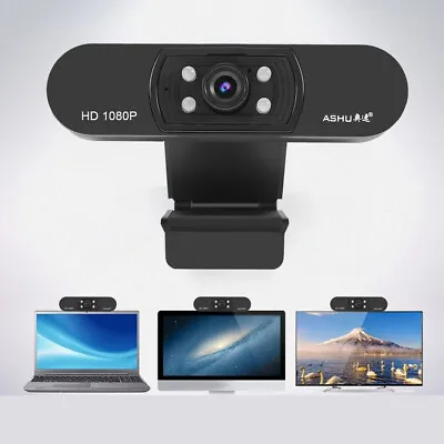 USB 4LEDS 1080P HD Camera Webcam Clip On Web Cam With Mic For-Mac OS-PC Laptop A • $9.99