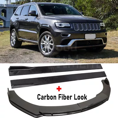 For Jeep Grand Cherokee WK2 WK Front Bumper Lip + 2.2M Side Skirt Carbon Fiber • $168.71