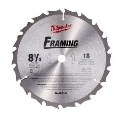 MILWAUKEE Carbide Circular Saw Blade 8 1/4 Inch 18T Framing JPN 48-40-4148 • $34.98