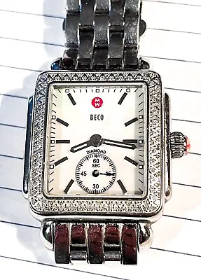 Michele Deco Stainless MOP Dial Diamond Bezel Swiss Quartz Watch Sub Second • $650