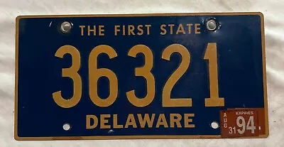 1  License  Plate Plates   Delaware 36321 1994 Riveted Nice • $28