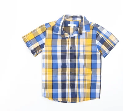 £5 • Buy Blue Zoo Boys Blue Plaid Cotton Basic Button-Up Size 3-4 Years Collared Button  