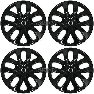 15  Set Of 4 Gloss Black Wheel Covers Snap On Hub Caps Fit R15 Tire & Steel Rim • $64.99