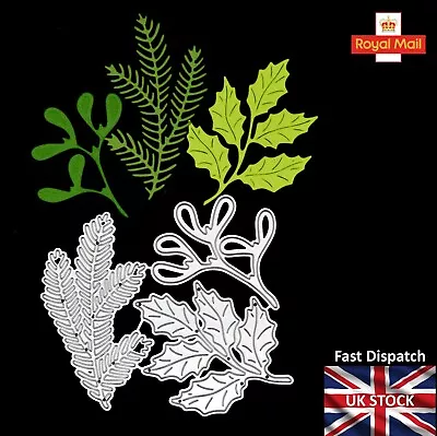 Holly Pine And Mistletoe Leaves Metal Cutting Dies Card Making Christmas E6 • £5.89