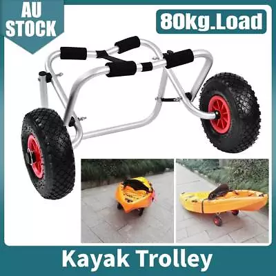 KAYAK TROLLEY Canoe Aluminium 10in Big Wheel Cart Boat Carrier Foldable 80KG New • $45.50