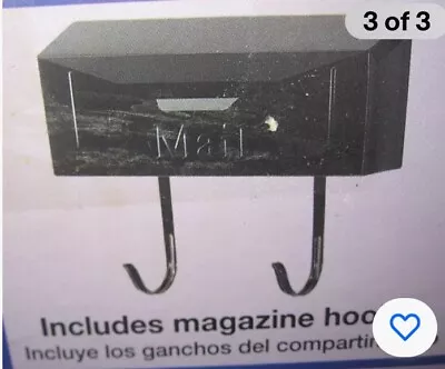 Post Master Townhouse Mailbox Black Steel Standard Wall Mount W/  Magazine Hook  • $25.18