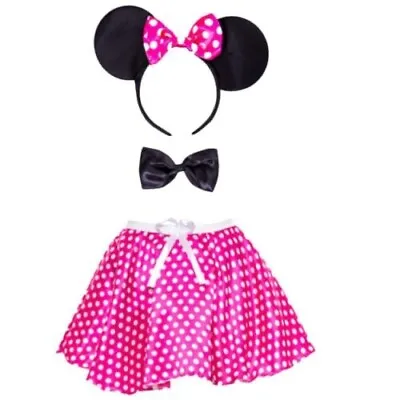 Mouse Adults Headband Ears & Minnie Tutu Skirt Costume Womens Pink Fancy Dress  • £11.99