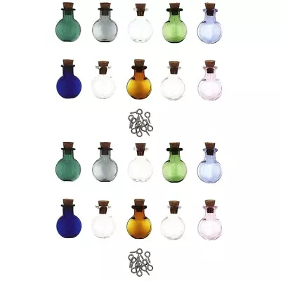 20 Pcs  Small Glass Jars DIY Craft Mini Glass Bottles With Cork Stoppers • £9.94