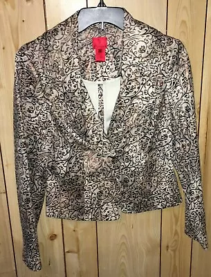 $33.99 • Buy  V. Cristina Size Small Blazer Gold Metallic Raised Floral Pattern Jacket