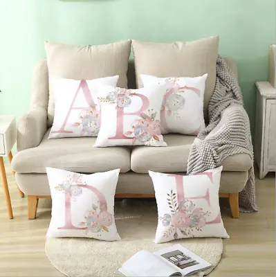 £2.49 • Buy Pink Alphabet Letter Polyester Cushion Cover Pillow Case Waist Throw  Sofa Decor