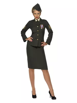 Ladies Wartime Officer Costume 1940s WW2 Army Uniform Fancy Dress Outfit 8-26 • £39.99