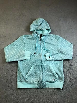 Vurt Hoodie Mens Size Large Aqua Blue Full Zip Geometric  • $29.75