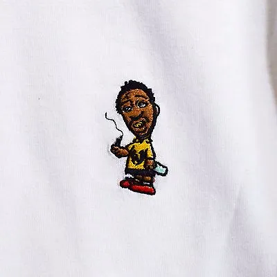 ODB X Charlie Brown Smoke Embroidered White Tee T-Shirt By Actual Fact • £19.99
