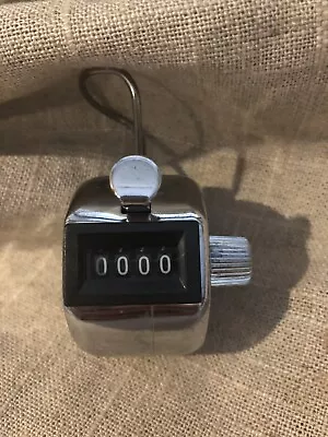 Vintage Pyramid Tech Thumb Counter Hand Tally Clicker  Silver 4 Digits • $13