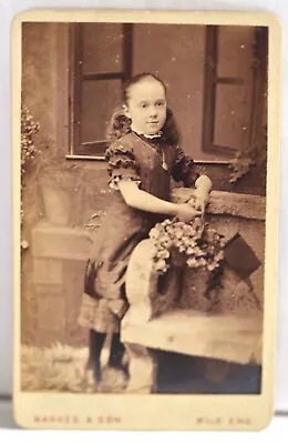 Young Victorian Child  Bessie With A Basket Of Flowers 1 X CDV Card 1880-1900's • £2.20