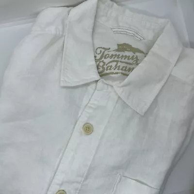 Tommy Bahama Men’s White Long Sleeve 100% Linen Button Up Shirt L • $49.99