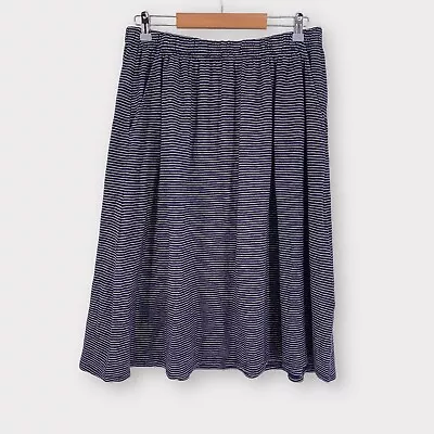 Eileen Fisher A Line Skirt Sz M Hemp Organic Cotton Blue Stripes Pull On Stretch • $38.99