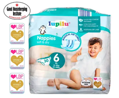 Lupilu Size 6 XL (13-18kg/29-40lbs) Soft & Dry Extra Large Nappies 30 Pack • £8.97