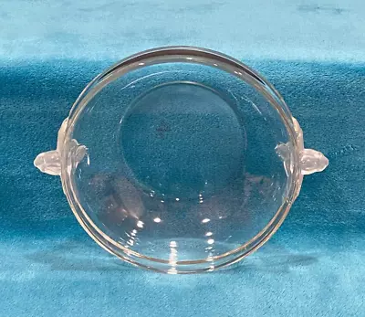 Vintage Walther Crystal Mikasa Round Serving Bowl W/Satin Frosted Rose Handles • $10