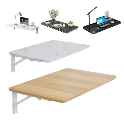 Wall Mounted Table Drop-Leaf Folding Floating Hanging Computer Desk Wooden Shelf • £20.95