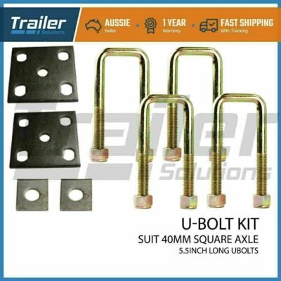 $35.84 • Buy U BOLT KIT 40MM SQUARE X 140MM UBOLTS FISH PLATES AXLE PADS TRAILER CARAVAN PART